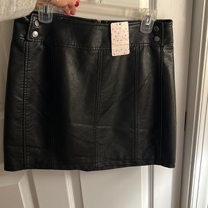 Free People faux leather mini skirt.